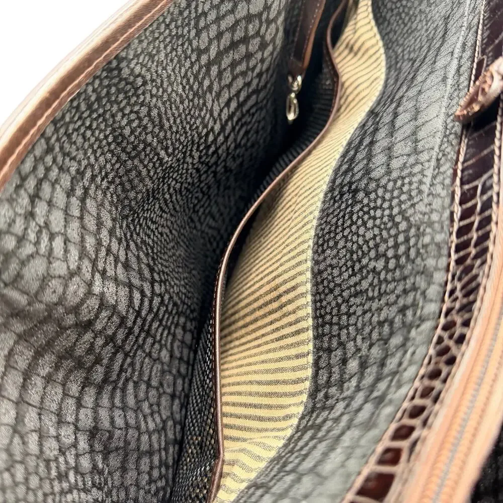 Brighton for Business Martha Leather Laptop Briefcase Croc Trim Work Bag